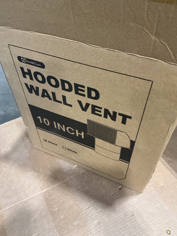 Photo 1 of [Upgraded] Hon&Guan 10 Inch Hooded Wall Vent with Removable Mesh and Cover, Arc-Shaped 10'' Exhaust Vent Cover Cap for Kitchen Range Hood/Dryer/Bathroom Exhaust (Galvanized Steel, Black)
