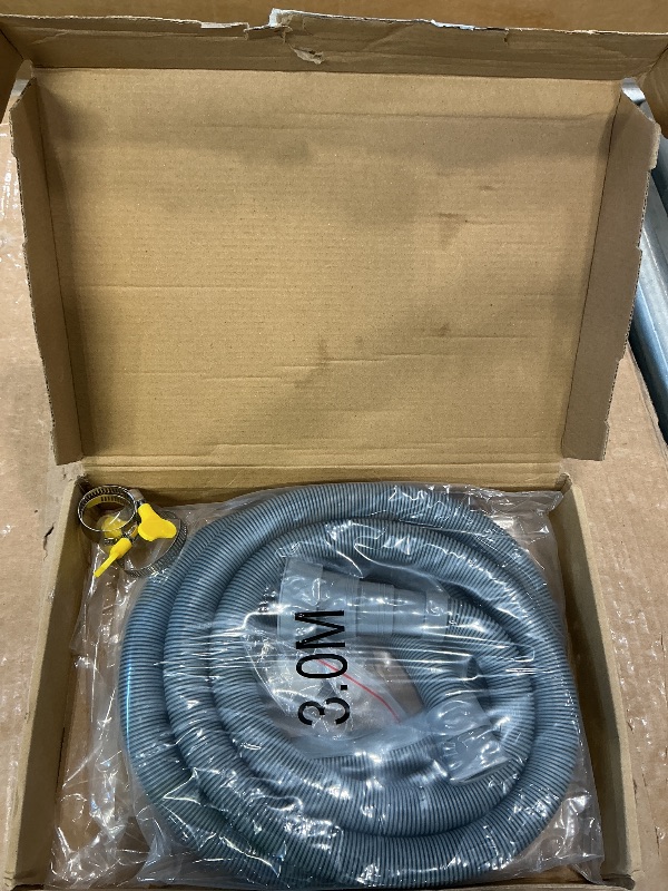 Photo 1 of 10 FT Washing Machine Drain Hose, Universal Dishwasher Drain Hose Kit, Including a 10 FT Dishwasher Drain Hose Extension, 1 White Extension Joint, 6 Steel Clamps and U-Shaped Elbow Hose Bracketr