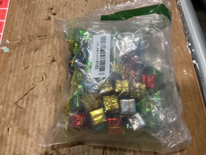 Photo 1 of 100 Pcs Christmas Shiny Mini Boxes Ornaments, Assorted Colors Metallic Foil Wrapped Ornaments Decoration Boxes for Christmas Tree Hanging Decorations