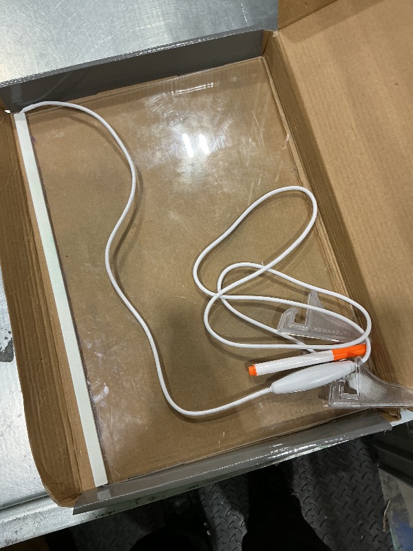 Photo 1 of **MISSING PARTS**
LED Note Board with Colors,13.8"x10" Led Drawing Board for Kids?4 Modes &7 Colors Acrylic Dry Erase Boards with Light, Include Adapter,Bracket? Hanging Chain, Wipe Cloth?7 Markers, Spray Bottle (A)