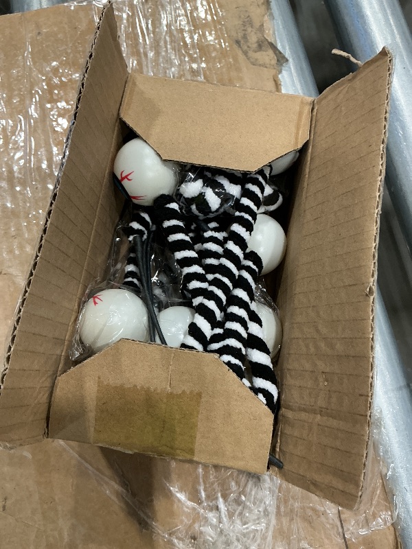 Photo 1 of 10 Pcs Halloween Eyeballs Sandworm Decoration, 15 Inch Halloween Eyeball Picks, Black and White Striped Plush Branches Stems Props Decor for Home Office Party Indoor Gifts