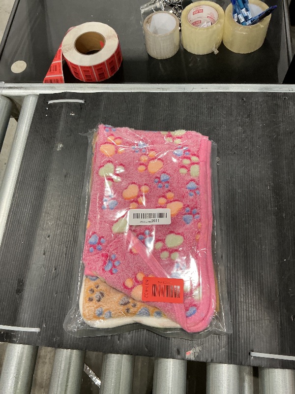 Photo 1 of 1 Pack 3 Blankets Super Soft Fluffy Premium Fleece Pet Blanket Flannel Paw Printed Throw for Dog Puppy Cat (Small 23x16'', Brown, Pink, White)