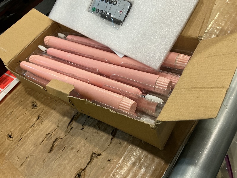 Photo 1 of 10 Pack Pink Flameless WAX Coverd 11'' Taper Candles with 2 Remote, LED Battery Operated Flickering Bright candle for proposal, wedding, festive, Family dinner, birthday party, or home decor