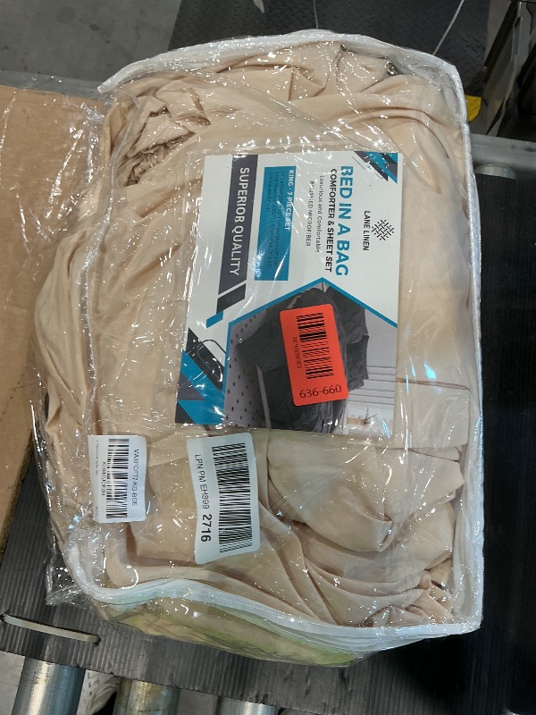 Photo 1 of **MISSING COMFORTER**
LANE LINEN King Size Comforter Set - 7 Piece Premium Microfiber All-Season King Size Bedding Sets - Include Comforter, Sheets, Pillowcases & Shams - Super Soft, Fade Resistant & Fluffy Bed Set - Beige