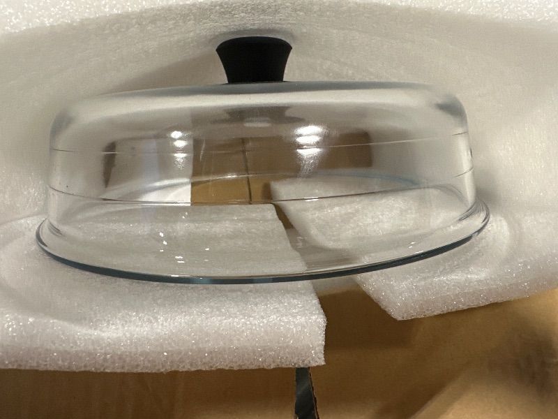 Photo 1 of **MISSING GRAY MAT** 2 in 1, Glass Microwave Splatter Cover for Food & Microwave Place Mat, Plate Splatter Guard Lid with Easy Grip Silicone Handle Knob, Borosilicate Glass with Vent Hole, Food Grade, No Plastic, 10in