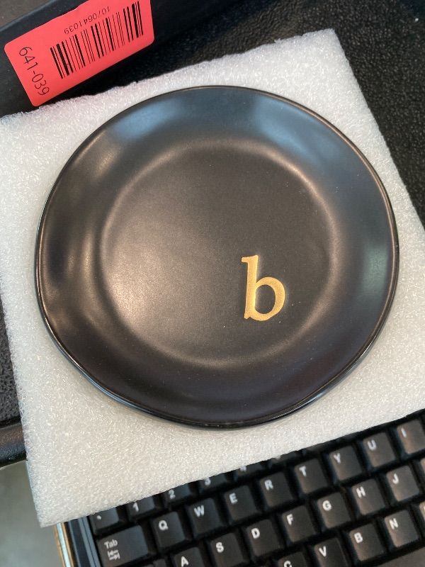 Photo 1 of ***READ CLERK NOTES*** COLLECTIVE HOME - Ceramic Jewelry Tray, Decorative Trinket Dish for Rings Earrings Necklaces Bracelet Watch Keys, Birthday Mother's Day Christmas Gift for Women, 4.75", Black Surface (d)