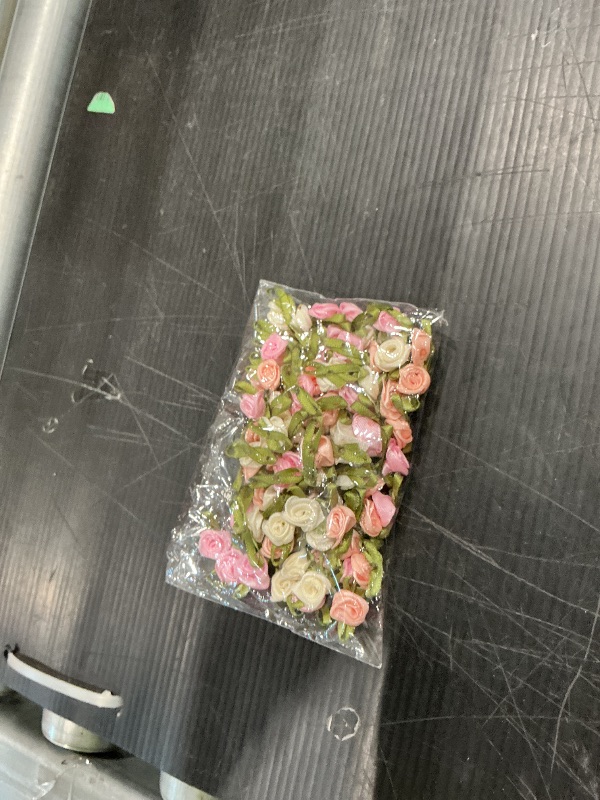 Photo 1 of 100 Pcs 15mm Multicoloured Mini Rose Flowers Satin Ribbon Bows Appliques DIY Sewing Craft Accessories Wedding Bride Gift Decoration, Fabric Ribbons, Ribbons