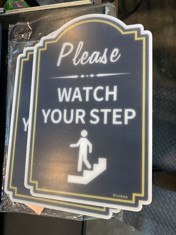 Photo 1 of ***MINOR CRACK*** Please Watch Your Step Sign for Floor, Acrylic Self-adhesive for Home and Business Restaurants Offices 8"x12" Easy to Mount Outdoor or Indoor Use