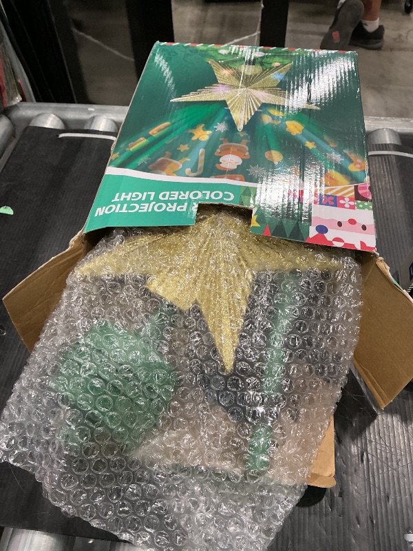 Photo 1 of [with Adjustable Base] 8.2 inch Christmas Star Tree Topper Projector with 4 Patterns and LED Lights Rotatable Projector Christmas Tree Star Topper Plug in for Indoor Office Xmas(4 Patterns, 3m Cable)