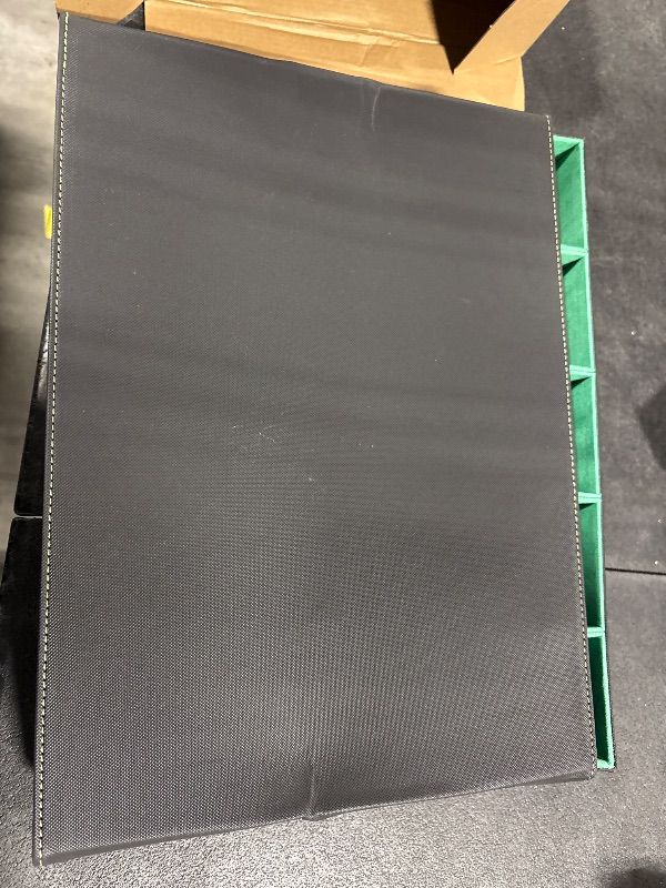 Photo 1 of **MINOR DAMAGE**
Scimi Magnetic Leather Trading Card Storage Box - 5-Row Deck Case Design, 3900+ Capacity for YuGiOh, MTG, TCG and Sports Cards, Includes 24 Colorful Dividers & 5 Card Supports (Black/Green)