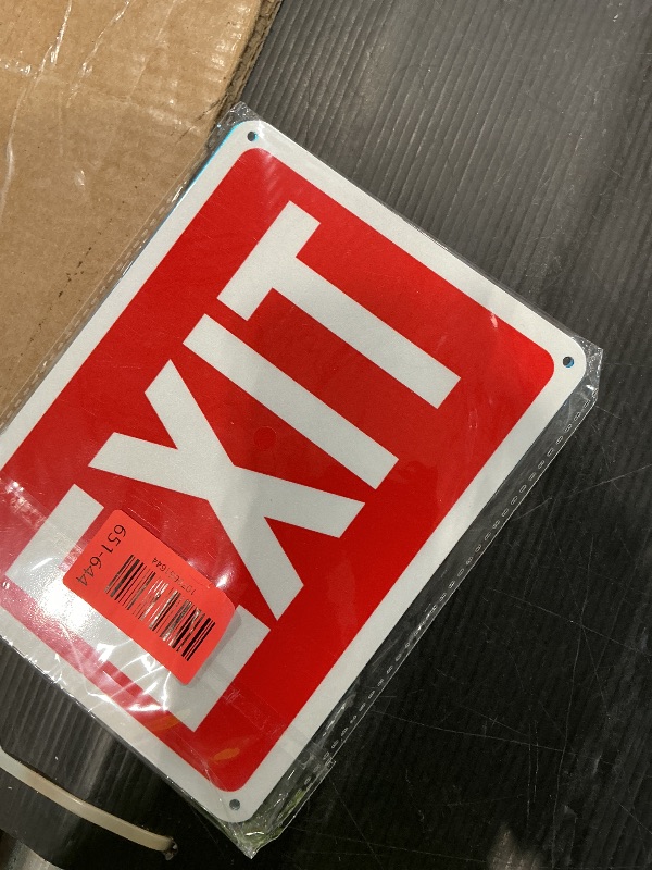 Photo 1 of (2 Pack) Exit Signs, Aluminum Exit Sign with Red Background, Exit Sign for Door and Wall Mount - High Visibility Reflective Safety Signs, Easy to Install (Red Exit Signs, 8 x 6 inches)