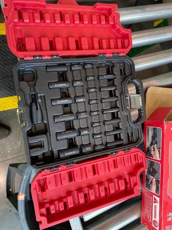 Photo 1 of ***MISSING PIECES*** 73-Piece Hex Torx Bit Impact Socket-Set, Master Impact Socket Set, SAE Metric Deep Shallow Sockets Torx Bit Sockets Includes Ratchet Handle, Adapters, Impact Universal Joint, Extension Bars