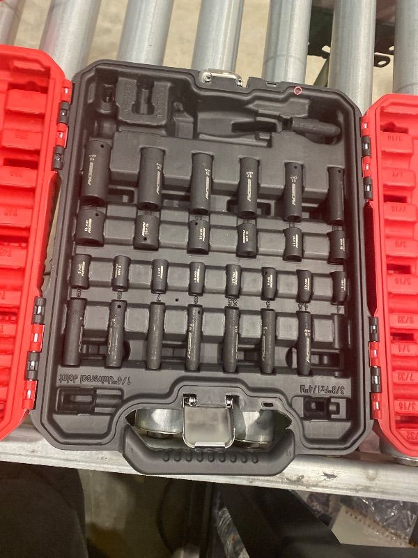 Photo 1 of ***MISSING PIECES*** 73-Piece Hex Torx Bit Impact Socket-Set, Master Impact Socket Set, SAE Metric Deep Shallow Sockets Torx Bit Sockets Includes Ratchet Handle, Adapters, Impact Universal Joint, Extension Bars