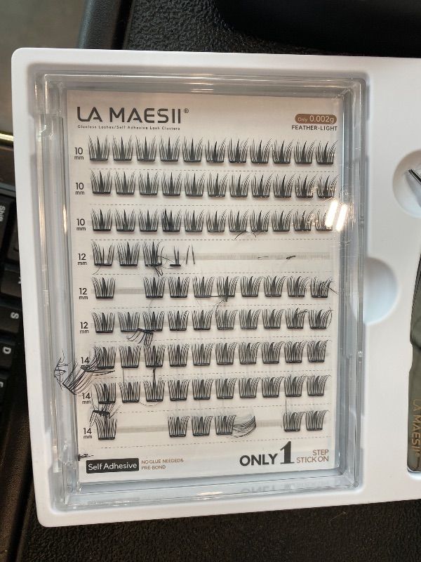 Photo 1 of ***MISSING PIECES*** La Maesii Self Adhesive Eyelashes Kit, Natural Look 10-14mm Lash Clusters Kit Reusable Lash Clusters Pre-Glued DIY Eyelash Extensions, No Glue Needed, No Residue, Easy to Apply (Hybrid)