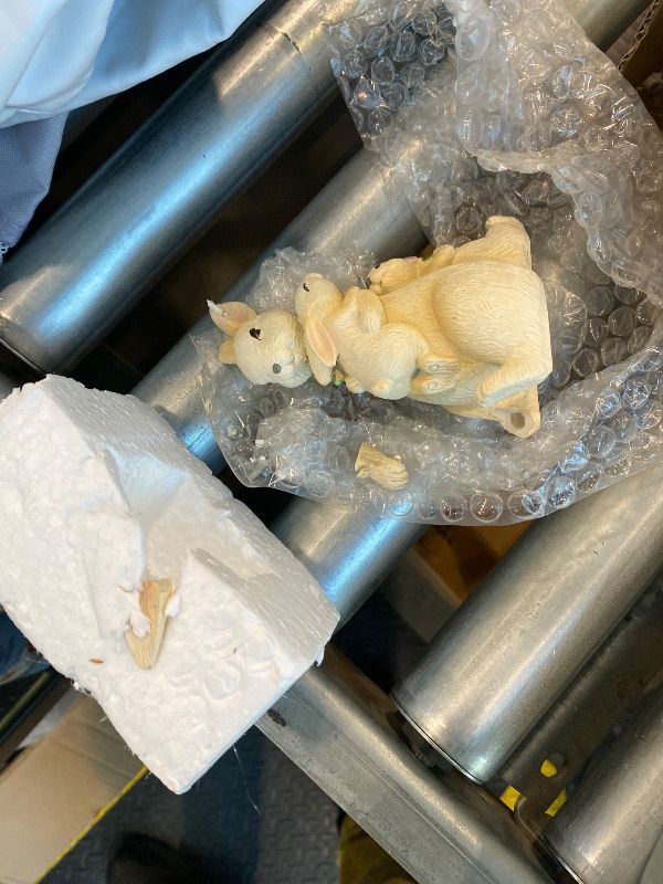 Photo 1 of ***MINOR DAMAGE*** Newman House Studio Easter Decorations Family Bunny Figurines Spring-Decor - Resin Sitting Bunny Mom with Kids Tabletop Decorations for Home Farmhouse 3.5 * 1.5 * 4.5 inch