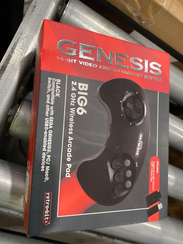 Photo 1 of *USED*
Retro-Bit BIG6 2.4 GHz Sega Genesis Wireless Arcade Controller Pad for Sega Genesis Original/Mini, Switch, PC, Mac - Black