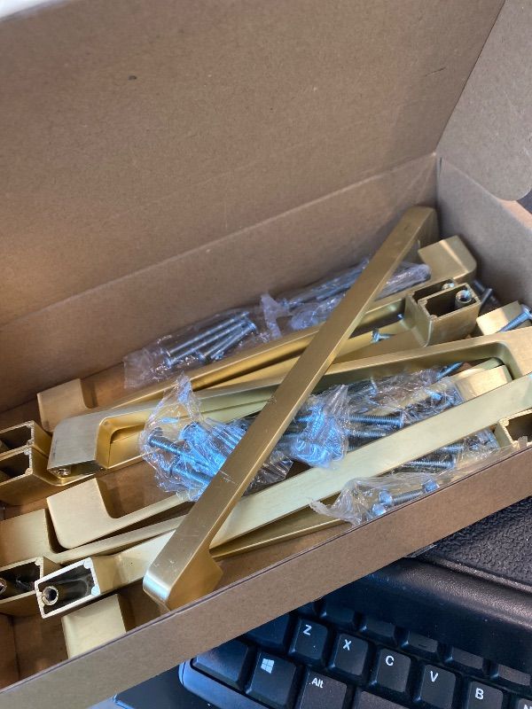 Photo 1 of **MISSING PARTS**
Rergy Cabinet Pulls Kitchen Handles for Cabinets, 10Pack Gold 8inch Hole Center, Square Drawer Hardware Zinc Alloy Dresser Handle for Cupboard