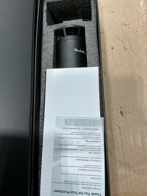 Photo 1 of *USED*
Monhallnow Waterless Scent Diffuser Starter Kit – 1000 Sq Ft Coverage, Suitable for Home & Hotel Series Diffuser, Includes 5 Scent Oils, Remote Control, Large Room Essential Oil Diffuser, Ultra Black