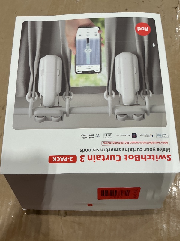 Photo 1 of **Missing**
SwitchBot 2025 Automatic Curtain Opener 3 Rod-Bluetooth Remote Control, WiFi&Smartphone Control, Upgraded High-Performance, Add Hub to Compatible with Alexa, Google Home, HomeKit
