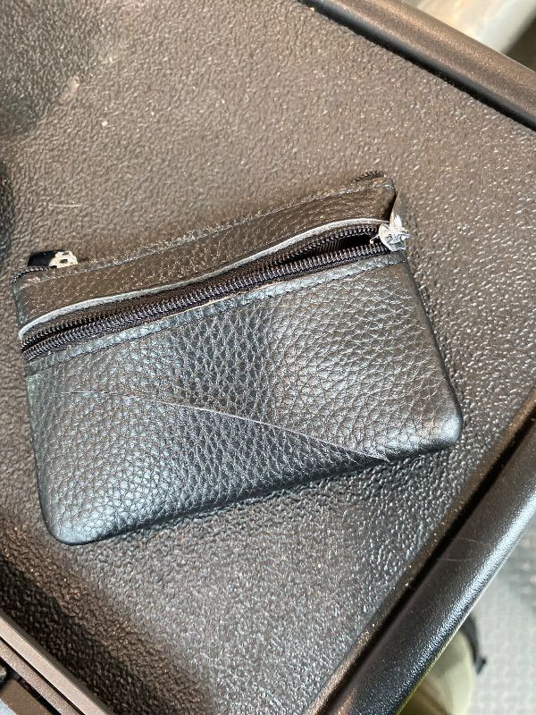 Photo 1 of **SEE CLERK NOTES**
Hibate Black Small Leather Coin Purse Change Pouch for Women Men Kids with Zip Key Ring