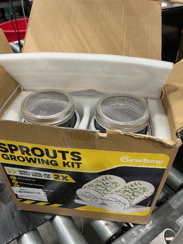 Photo 1 of [LARGE SIZE] 2000ml(68oz) Seed Sprouting Mason Jar Kit with Stand,Drain Tray, Screen Lids,Blackout Sleeves,Good Ventilation & Drainage Capacity,Growing Fresh Organic Mung Beans,Broccoli & Microgreens