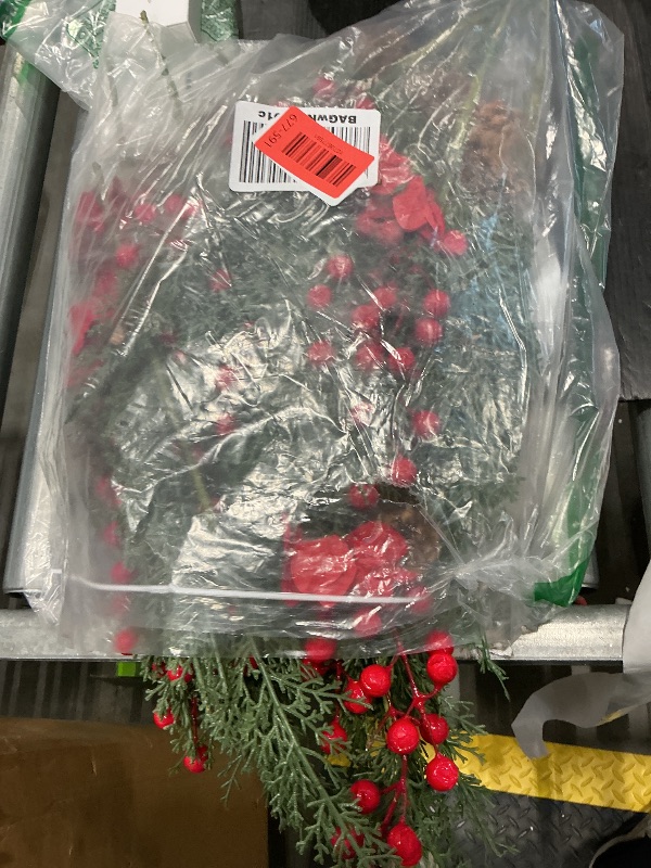 Photo 1 of *MINOR DAMAGE - USED*
Suncalla 12 Pack Lighted Artificial Christmas Pick Pine Branches with Red Berry Stems 17 Inch Real Touch Faux Norfolk Cedar Branch with Flower for Vase Garland Xmas Home Decoration Craft (Cedar Pine)