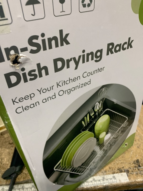 Photo 1 of *****MISSING UTENSIL HOLDER***** Over the Sink Expandable Dish Drainer Drying Rack In Stainless Steel for Small Kitchen, Counter Space Saving Modern Compact Metal Above Plate Dryer Strainer, Adjustable Hanging Inside Drain Holder