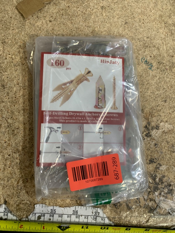 Photo 1 of 160 Pcs Self Drilling Drywall Anchors with Screws Kit, 80 Sheetrock Anchors (0.47x1.18inch) & 80 Zinc Plated Expansion Screws, Easy Application No Drill Needed, Hold 66LB for Wall Hanging