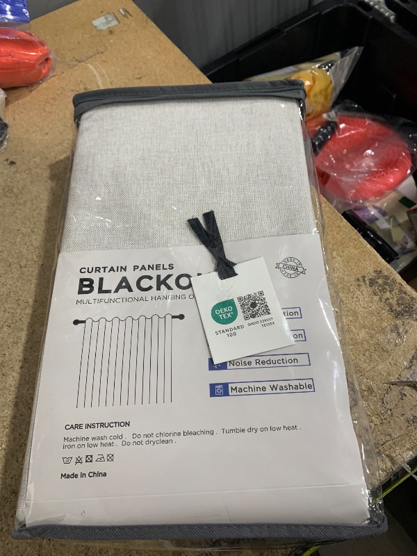 Photo 1 of 100% Blackout Shield Linen Blackout Curtains for Bedroom 96 Inches Long, Back Tab/Rod Pocket Living Room Drapes, Thermal Insulated Blackout Curtains 2 Panels Set, 50" W x 96" L, Beige