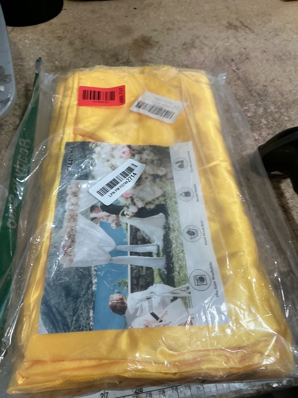 Photo 1 of 10ft x 7ft Yellow Backdrop Curtains for Parties, Fabric Satin Background Curtain with Rod Pockets for Weddings, Birthday, Baby Shower, Photography, Graduation Party Backdrop Drapes, 2 Panels