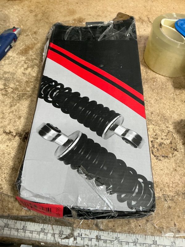 Photo 1 of 1 Pair 12.5Inch 320mm Universal Motorcycle Rear Shock Absorbers Suspension Replacement for Honda Yamaha Kawasaki Suzuki Dirt Bike ATV Go Kart (White)