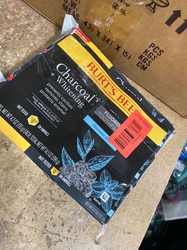 Photo 1 of ***ONLY 2*** Burt's Bees Toothpaste, Natural Flavor, Charcoal with Fluoride Toothpaste, Mountain Mint, 2 x 4.7oz