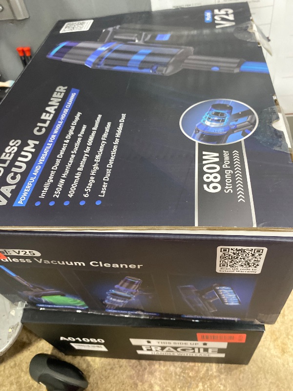 Photo 1 of (used)(see images) BonePone V25 Cordless Vacuum Cleaner, 680W 60Kpa Powerful Stick Vacuum with Dust Sensor, Digital Display