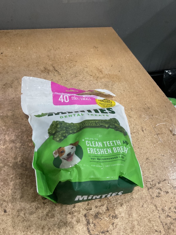 Photo 1 of *6/17/2027* Minties Dental Chews for Dogs, 40 Count, Vet-Recommended Mint-Flavored Dental Treats for Tiny/Small Dogs 5-24 lbs, Dental Bones Clean Teeth, Fight Bad Breath, and Removes Plaque and Tartar