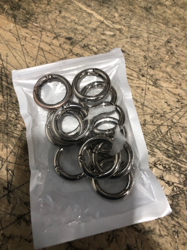 Photo 1 of 12 Pack Small Spring O Ring, Metal Key Ring Hook Small Round Carabiner Clip for Dog Tags Clip Paracord Keyring Lanyard Keychain Purse Charm Clasps (17mm Silver)