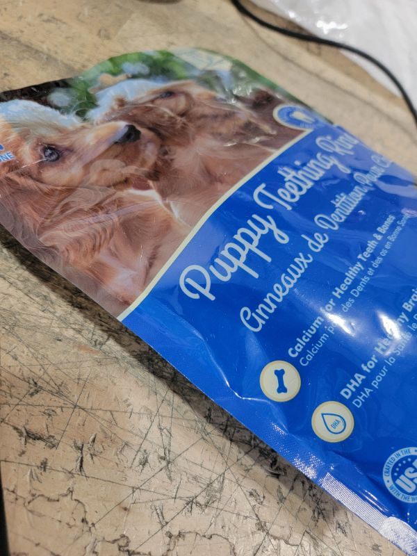 Photo 1 of **EXP:04/12/2027** N-Bone Puppy Teething Rings Peanut Butter Flavor Dog Treat, 6 Count Bag, 7.2-oz