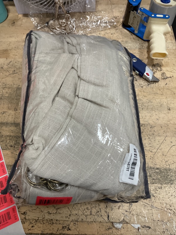 Photo 1 of 108 Inch Linen Pleated Curtains 2 Panels Set for Living Room Bedroom Farmhouse Rustic Farmhouse Back Tab Memory Trained Pinch Pleat Extra Window Curtain Tan Sand Beige 108 Inch Length for Office 9FT