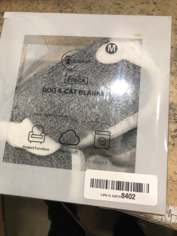 Photo 1 of 1 Pack 3 Puppy Blankets Super Soft Warm Sleep Mat Grey Cute Print Blanket Fluffy Fleece Pet Blanket Flannel Throw Dog Blankets for Small Dogs Puppy Dogs Fluffy Cats,Bone-Medium(29"x20")