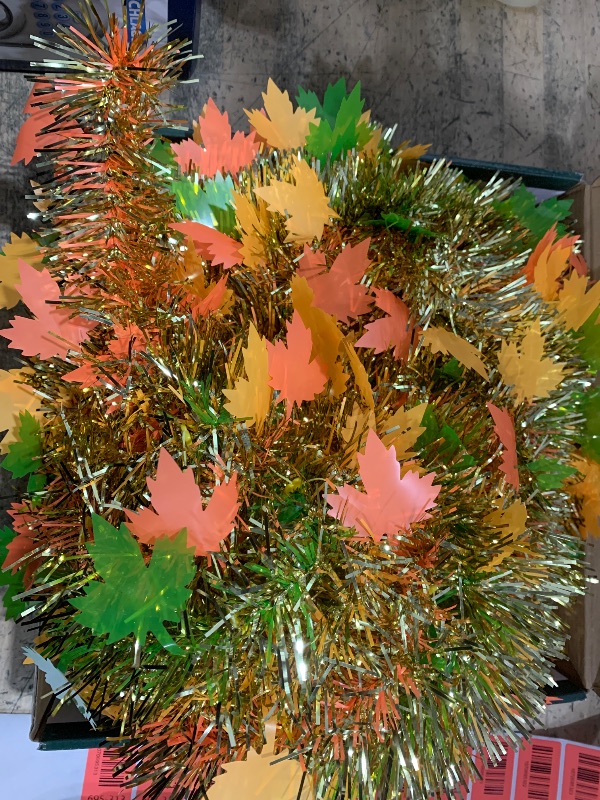 Photo 1 of [ Timer ] 6Ft Lighted Fall Pop Up Tree - Artificial Fall Tinel Maple Tree with 100 Warm Lights, Battery Operated Collapsible Pencil Tinsel Fall Trees for Autum Harvest Thanksgiving Porch Home Decor