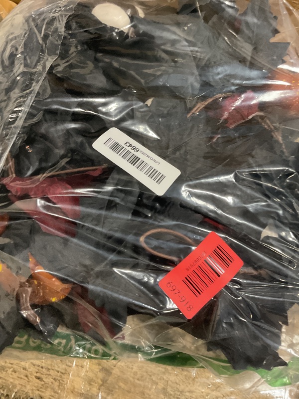 Photo 1 of [ Timer & 2 Color Light ] 6 Ft Halloween Garland, Halloween Decorations Black Maples Leaf Garland with Black White Orange Pumpkins 20 LED Purple Orange Lights for Home Indoor Table Mantle Party Decor