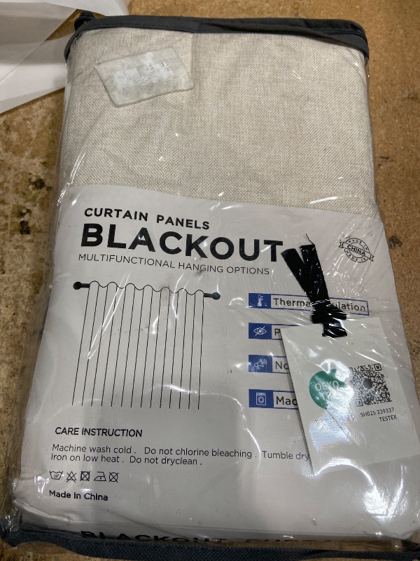Photo 1 of 100% Blackout Shield Linen Blackout Curtains for Bedroom 84 Inches Long, Back Tab/Rod Pocket Living Room Drapes, Thermal Insulated Blackout Curtains 2 Panels Set, 50" W x 84" L, Cream