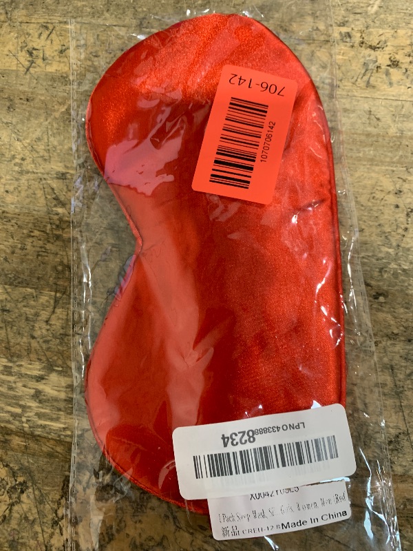 Photo 1 of 1 Pack Sleep Mask, Silk Eye Mask with Elastic Strap, Blindfold, Soft Silk Sleeping Mask for Girls, Women, Men (Red)