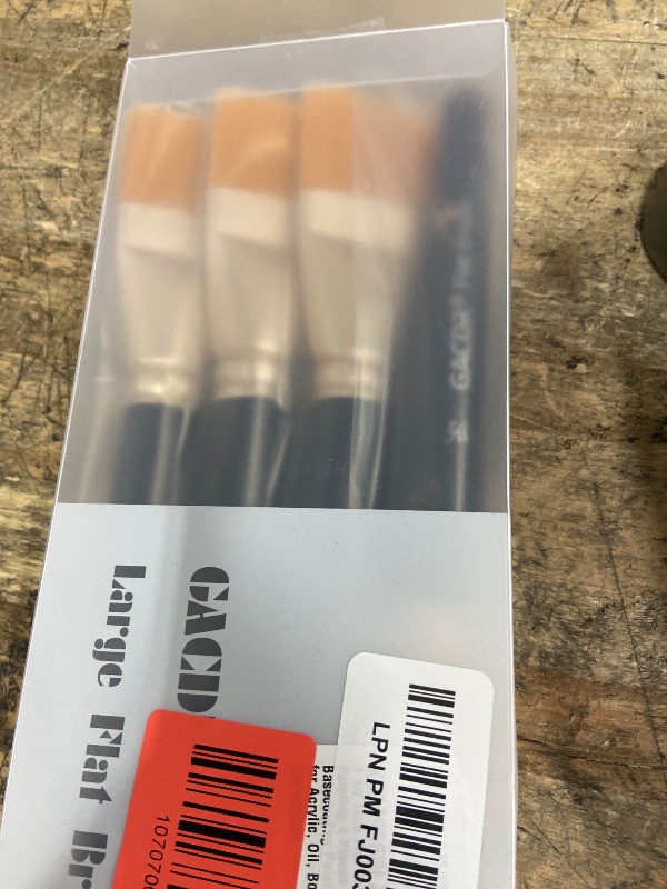 Photo 1 of 1 1/2 inch Flat Paint Brushes for Acrylic Painting,4 Pieces 38mm Large Craft Basecoating PaintBrushes with Wooden Handle for Acrylic, Oil, Body, Facial mask Brushes