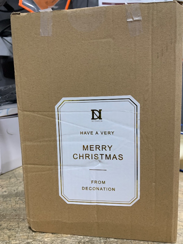 Photo 1 of ***PARTIAL SET/ ONLY 1**** DN DECONATION Christmas Tree with Lights, Tabletop Xmas Trees with Star-Cutouts Leaves, 2Pcs White Prelit Ceramic Christmas Tree Figurines Holiday Centerpieces for Mantel & Shelves Decor