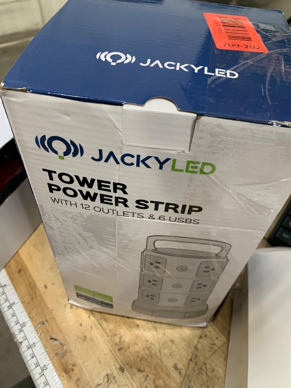 Photo 1 of ?10ft? Power Strip Tower JACKYLED Surge Protector Electric Charging Station with 13A 12 Outlets 6 USB Ports Heavy Duty Extension Cord for Home Office Computer Nightstand Laptop Phone White Black