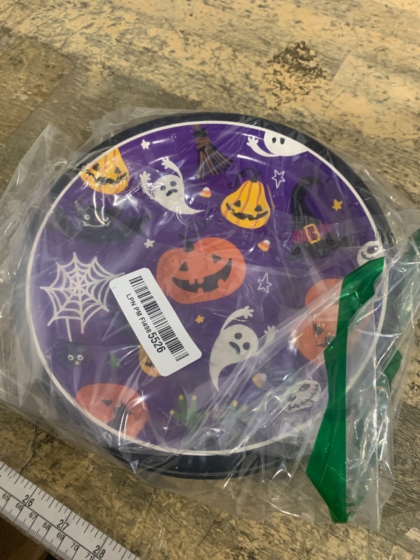 Photo 1 of ***PARTIAL SET/ 50**** QZYL 100 Pcs Halloween Plates, 9 Inch Halloween Party Favors Disposable Dinnerware Set, 8 Multicolor Designs Paper Plates Pumpkin Ghost Skull, Spooky Festival Decor for Trick or Treat Party Supplies