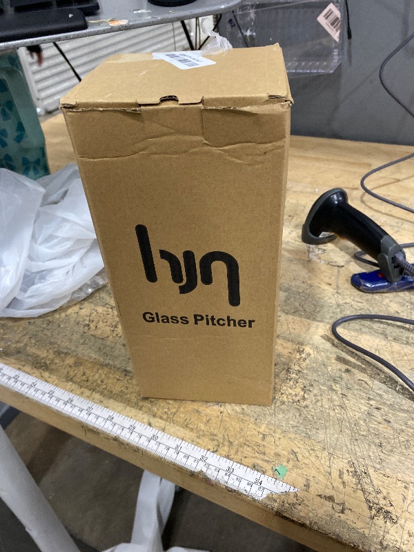 Photo 1 of **DOESN'T HAVE HANDLE/ ALSO MISSING LID**** hjn Glass Pitcher with Lid Glass Water Carafe with Handle, Fridge Water Jug Cold or Hot Beverages, Iced Tea, Milk, Juice 1500ml/51oz & bamboo lid