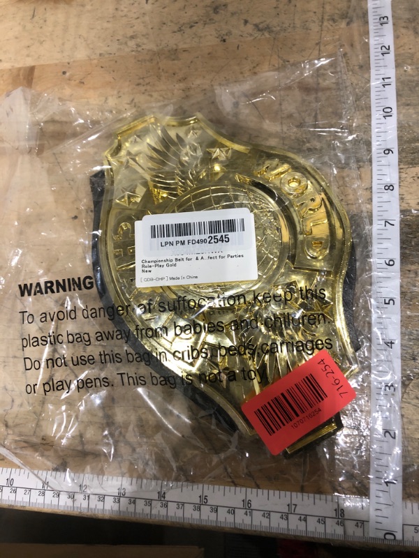 Photo 1 of *** UNKNOWN DAMAGES*** Championship Belt for Kids & Adult - Wrestling Boxing Belt Champion Costume Perfect for Parties Role-Play Gold