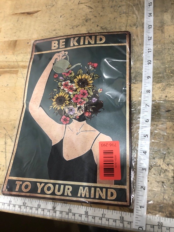 Photo 1 of ***BENT*** Fmcmly Be Kind to Your Mind Vintage Tin Signs Hippie Boho Wall Art Encouragement Gifts for Women Home Office Bedroom Living Room Cafes Wall Decor 8x12 Inch