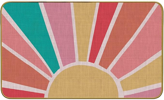 Photo 1 of ***PHOTO FOR STYLE & COLOR REFERNCE*** Mingnei Rainbow Sun Doormat, Multi Color, Large, 6 X 2 Inches, Non-Slip, Water-Resistant, Linen & Rubber, Rectangular, Both Indoor Runner